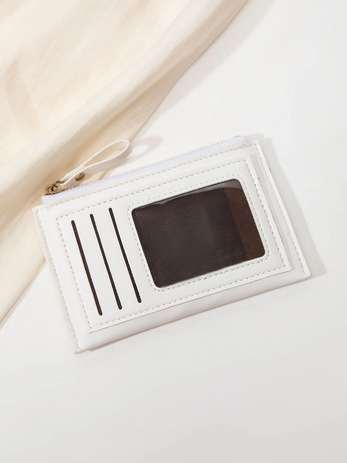 Slim Leather Card Holder Wallet with Secure Zipper