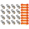 Set of aluminum alloy tent rope tensioners with bright orange reflective cords
