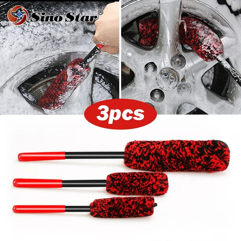 Plush Wheel Cleaning Brush Set for Cars and Motorcycles