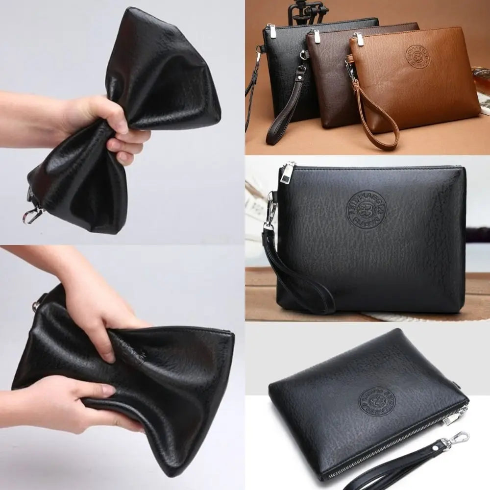 Men's PU Leather Clutch Bag with Large Capacity