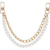 Elegant gold chain necklace featuring round pearls with a lobster clasp.