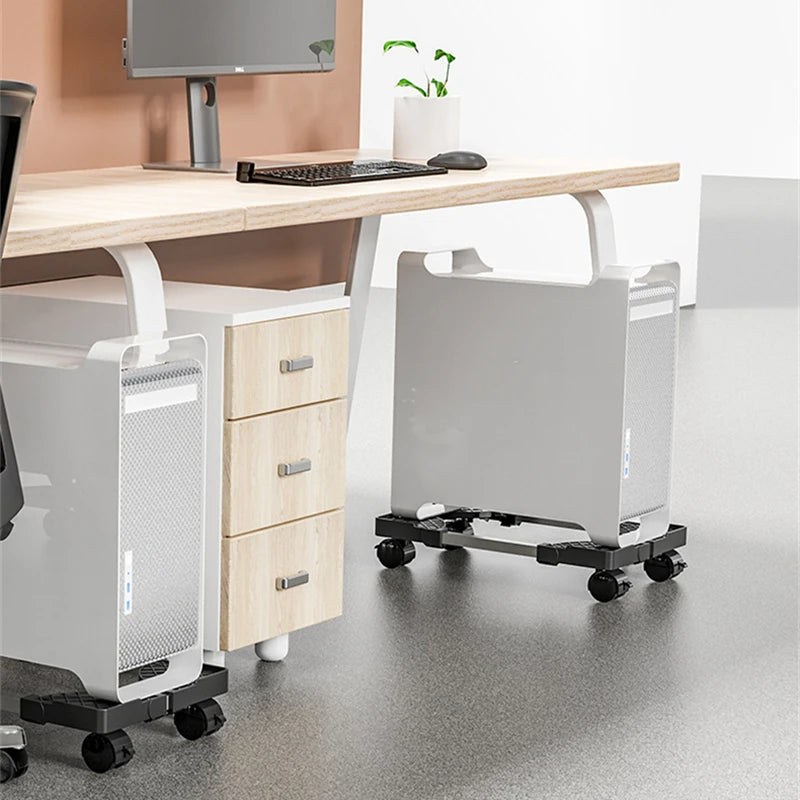 Adjustable Mobile PC Tower Stand with Locking Casters