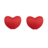 A pair of bright red silicone heart beads for DIY jewelry making
