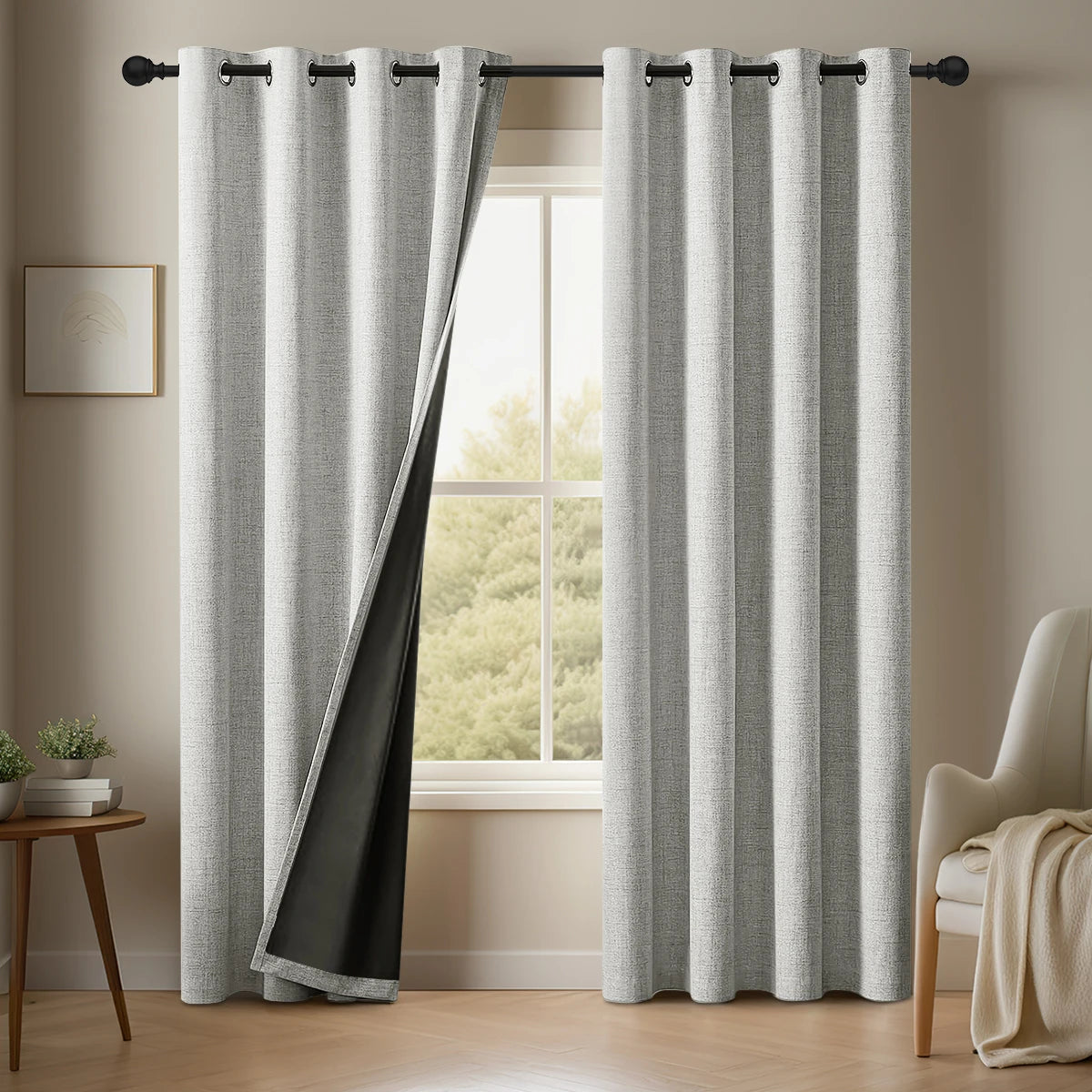 100% Blackout Curtain Panels with Tie-Backs (Set of 2)