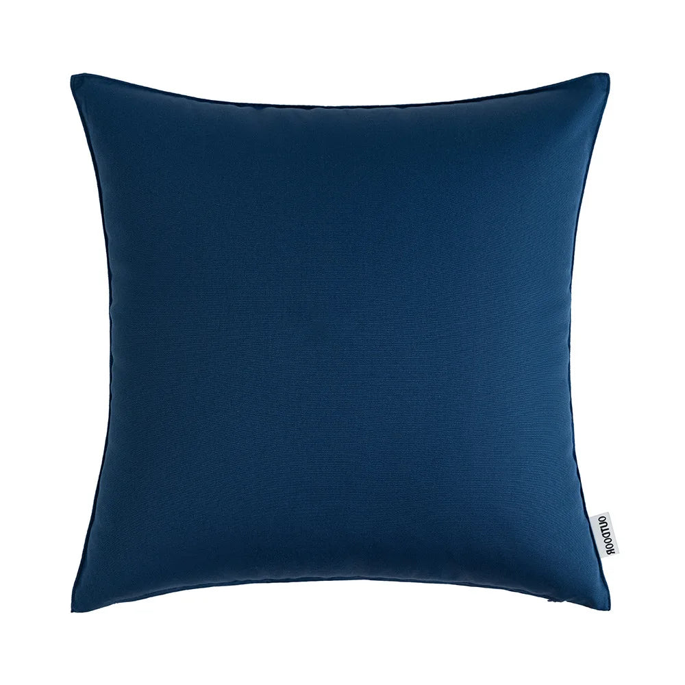 A dark navy blue linen-textured cushion cover or pillow.