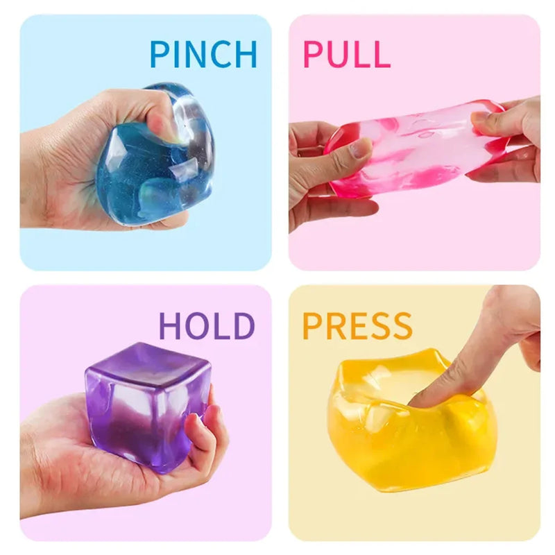 Slow-Rebound Glitter Ice Cube Squishy Toy
