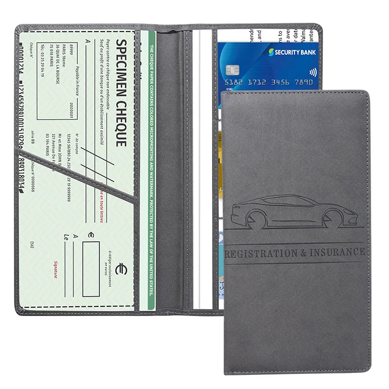 Leather Car Document Organizer with Card Holder