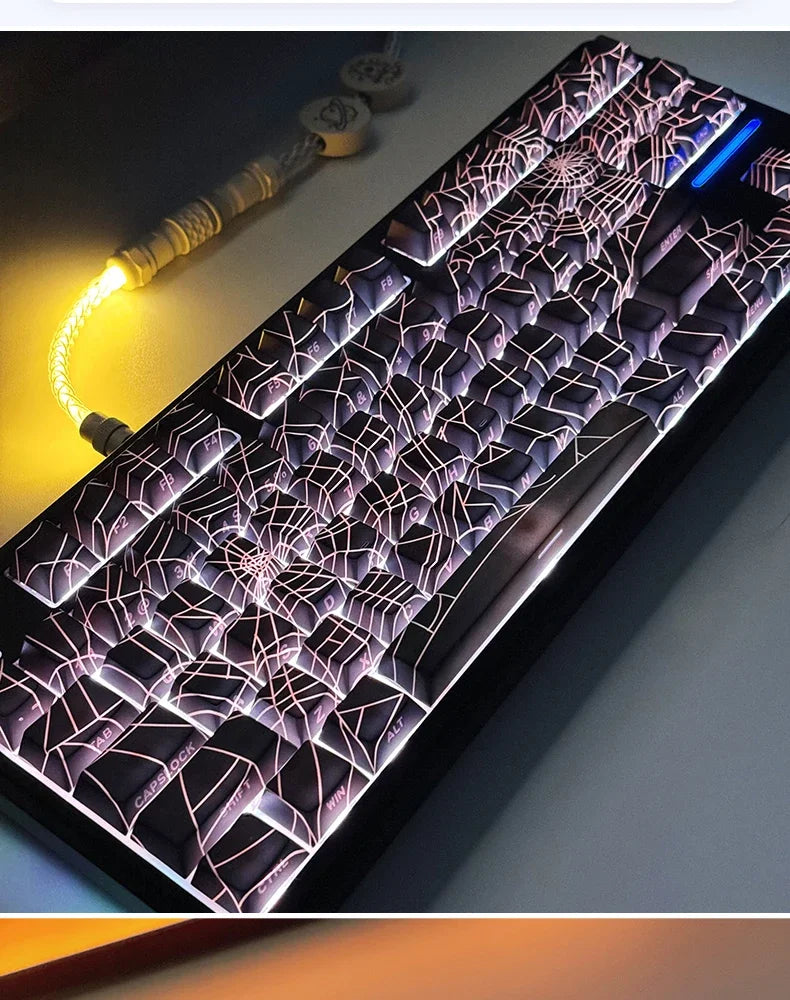 Black Spider Side-Printed Translucent Keycaps for Mechanical Keyboards