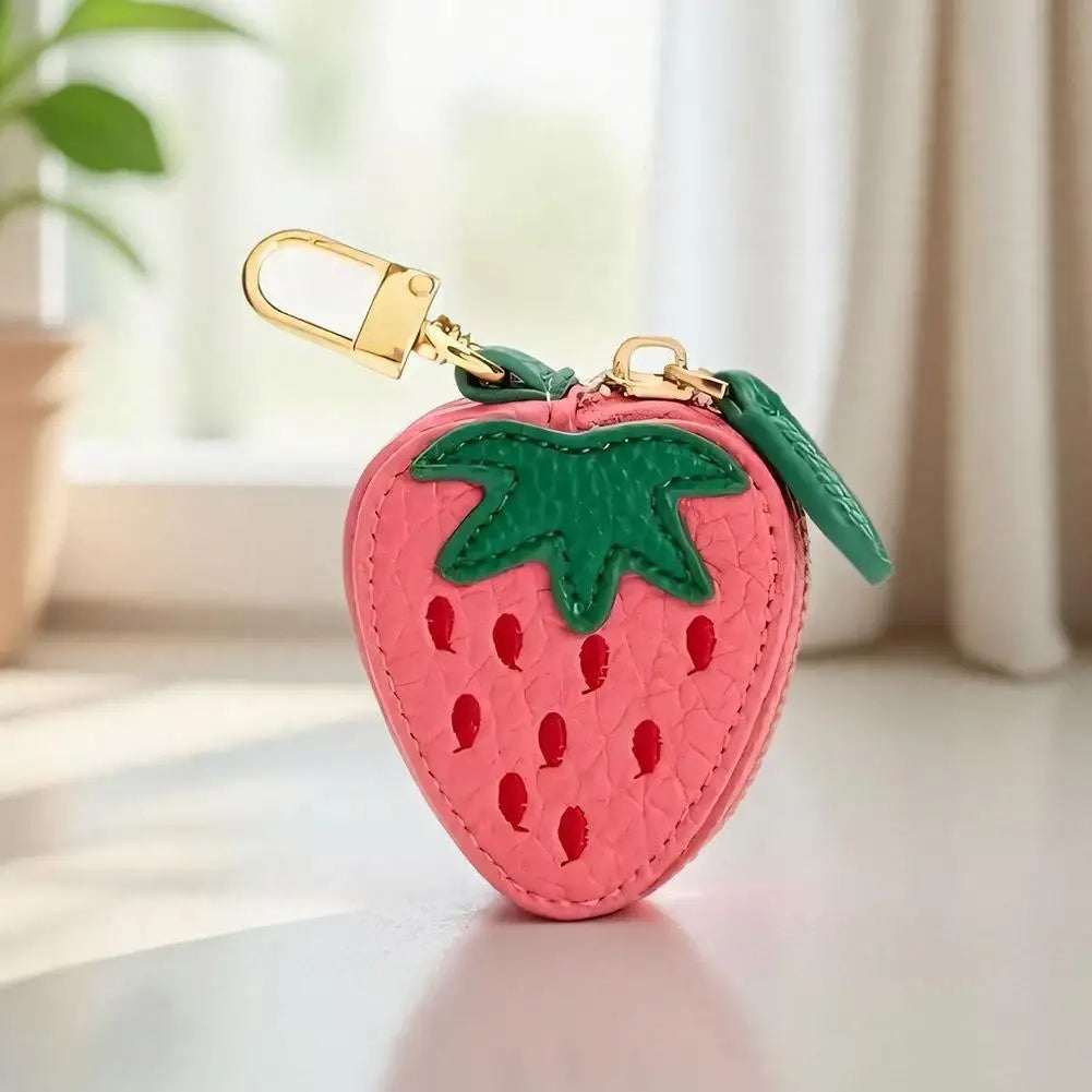 Fruit-Shaped PU Leather Coin Purse with Keychain