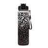Leopard Print Sports Water Bottle with Straw