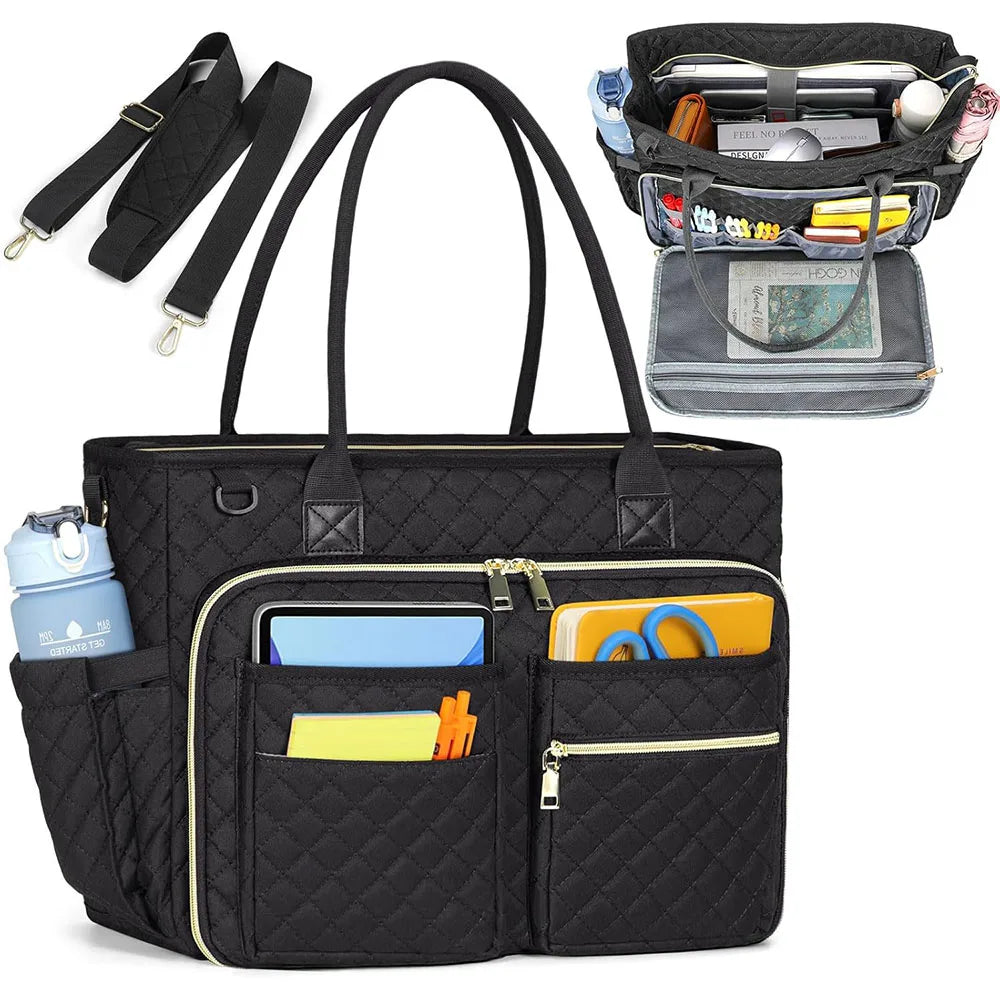 15.6 Inch Laptop Tote Bag for Women with Multiple Pockets