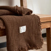 Four-Layer Cotton Gauze Throw Blanket with Tassel Trim