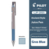 Braune und blaue Pilot LJP-20S5 Saftfeder mit silbernem Verschluss und blauem Zylinder.