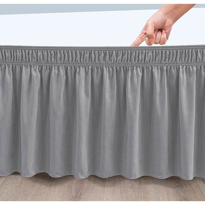 Wrap-Around Ruffle Bed Skirt with Elastic Belt - 15 Inch Drop