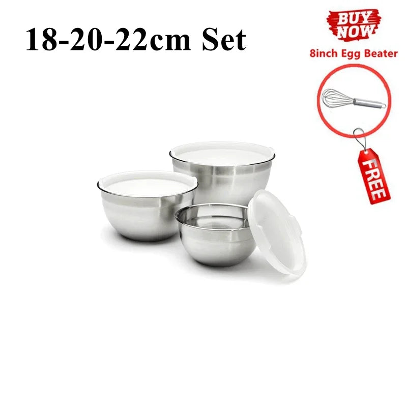 Juego de Bowls de Acero Inoxidable con Tapas Herméticas