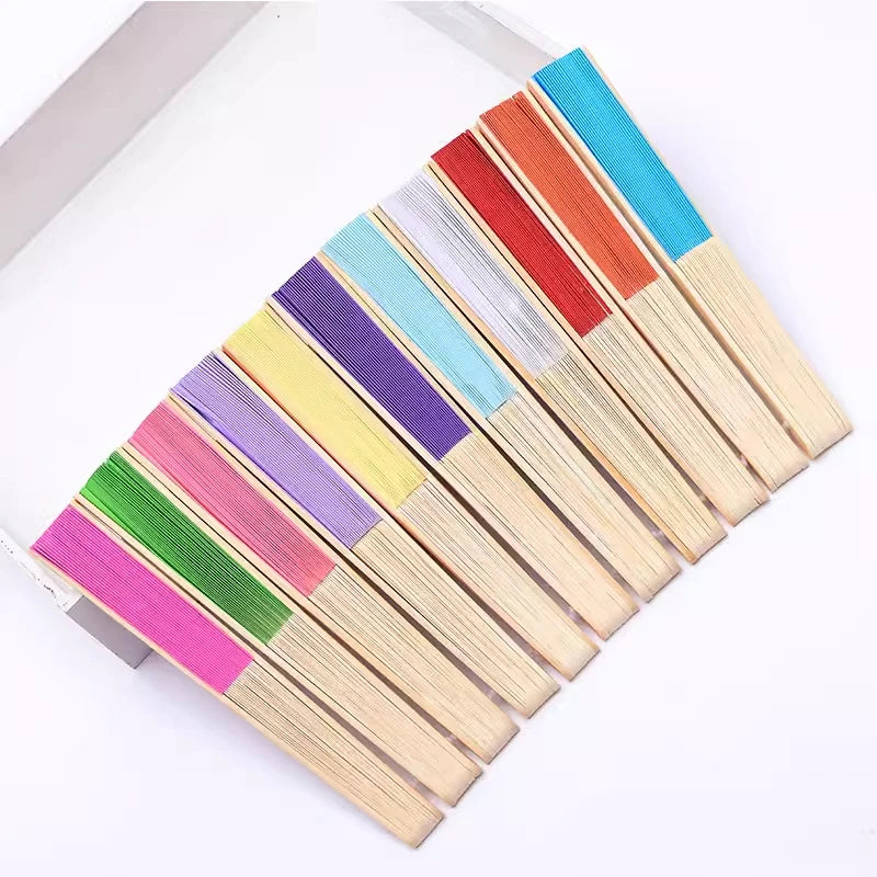 Classic Bamboo Folding Fan with Blank Canvas Design