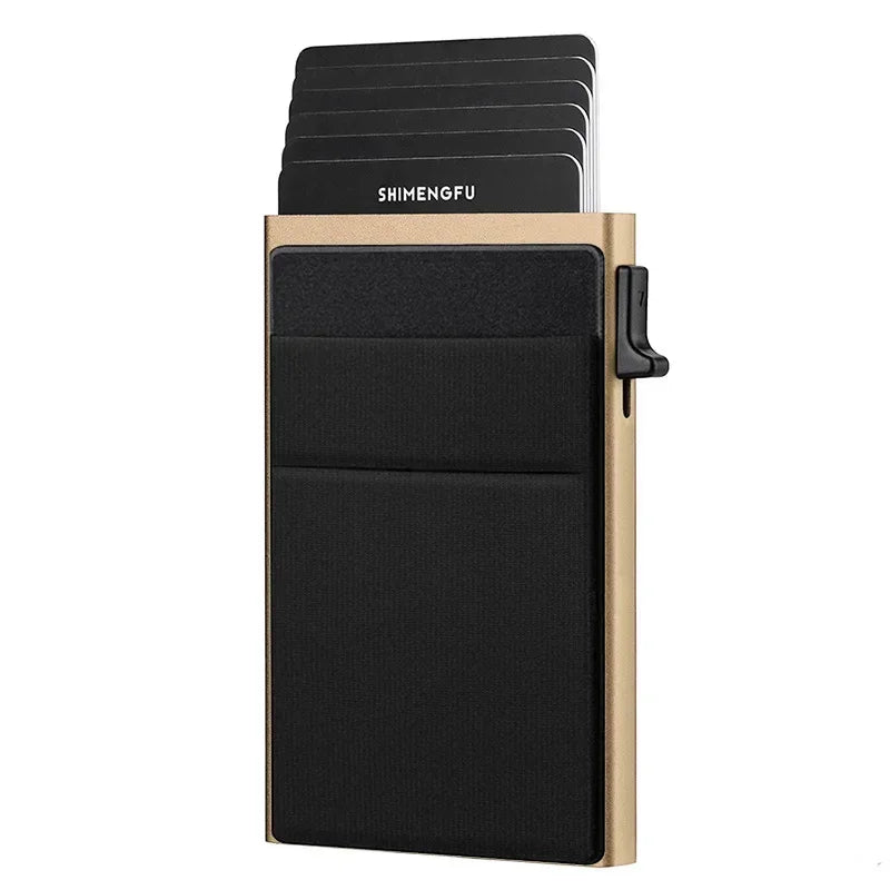 Slim RFID Blocking Metal Cardholder with Pop-Up Mechanism