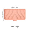 Pink large self-draining silicone soap tray with elevated ridges