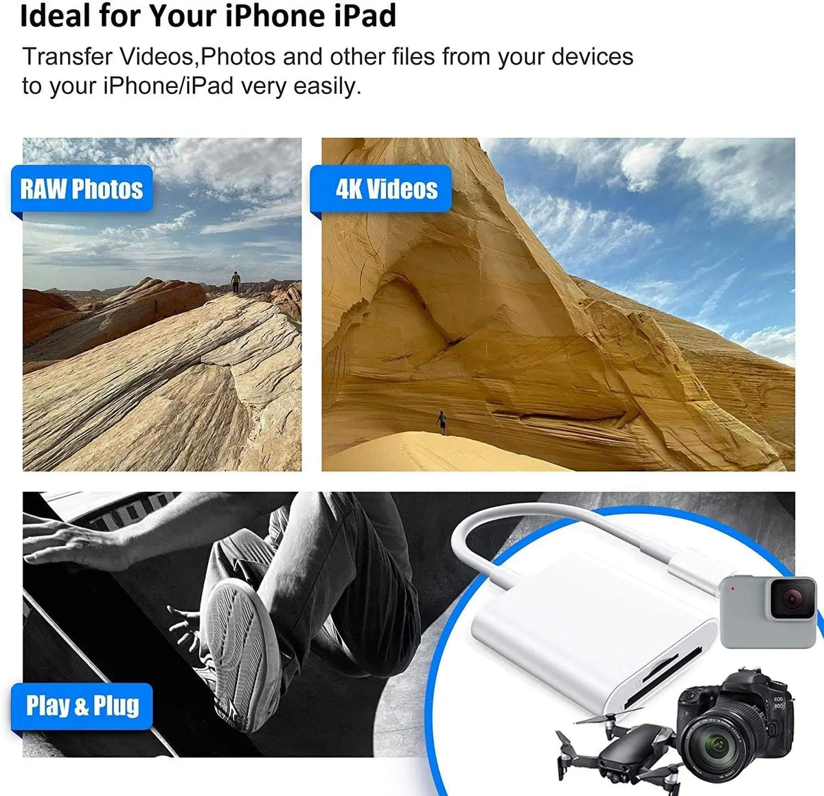 3-in-1 Lightning SD & TF Card Reader for iPhone