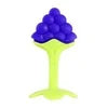 A purple fruit teether and rattle set made of food-grade silicone with an easy-grip design.