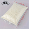 A white bag containing 500g of natural soy wax granules for DIY candle and skincare making.