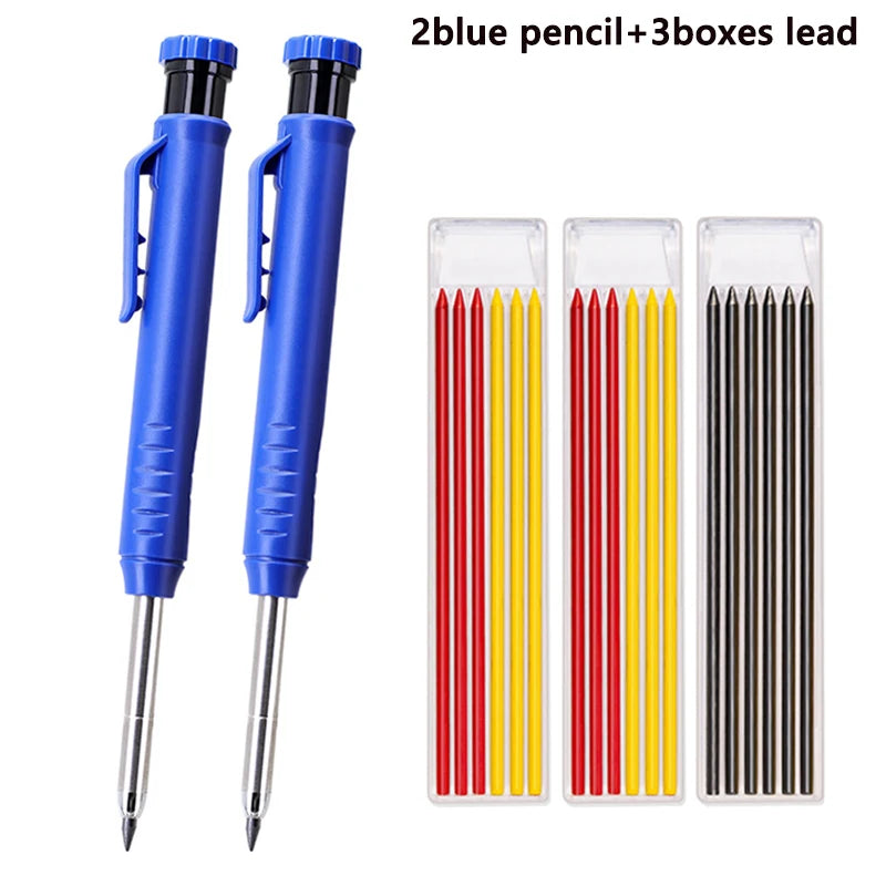 Heavy-Duty Carpenter Pencil Set with Extended Tip and Built-In Sharpener