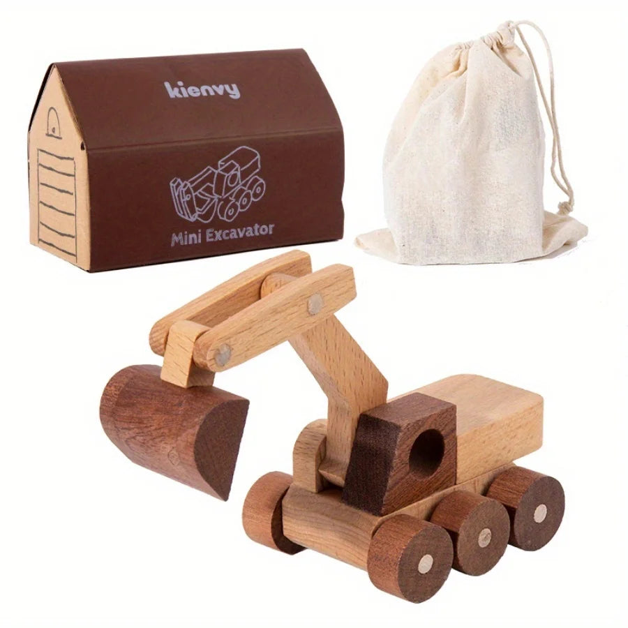 Wooden Engineering Vehicle Toy Set (11 Pieces)