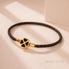 Four-Leaf Clover Braided Leather Bracelet