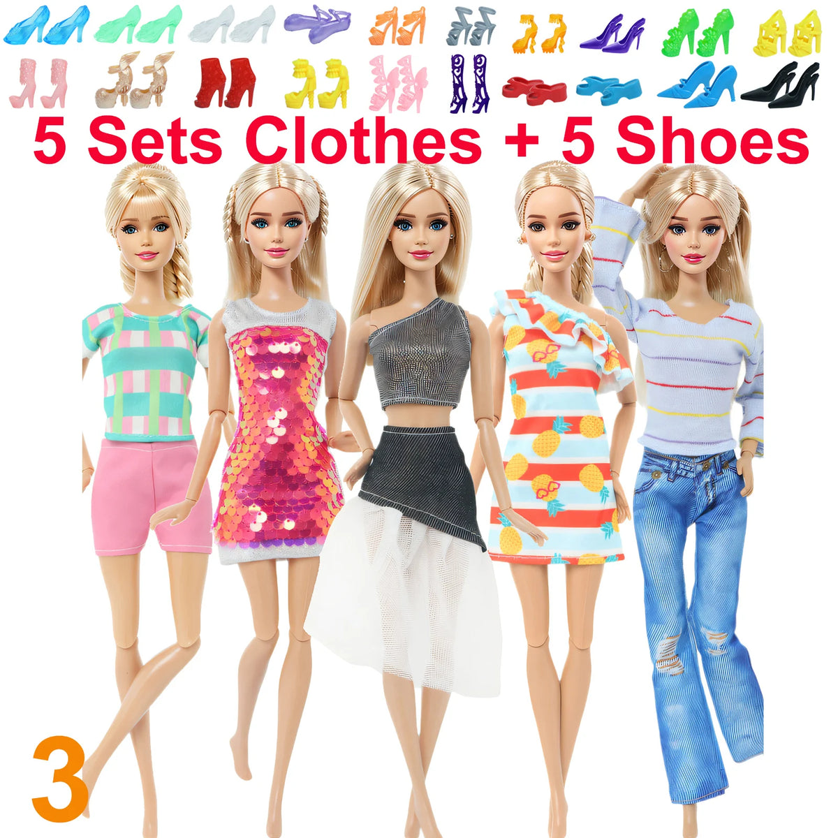 Fashion Doll Clothing Set with Shoes for 11.5-12 Inch Dolls