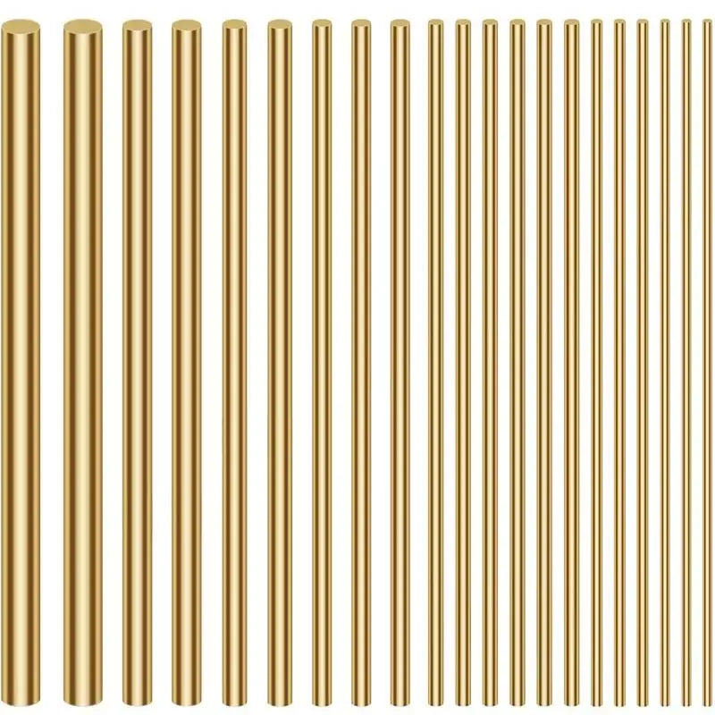 A row of precision brass bar rods used for wire and tube making.