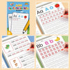 A workbook showing tracing letters Aa and Bb for handwriting practice with lines and pencil guidance.