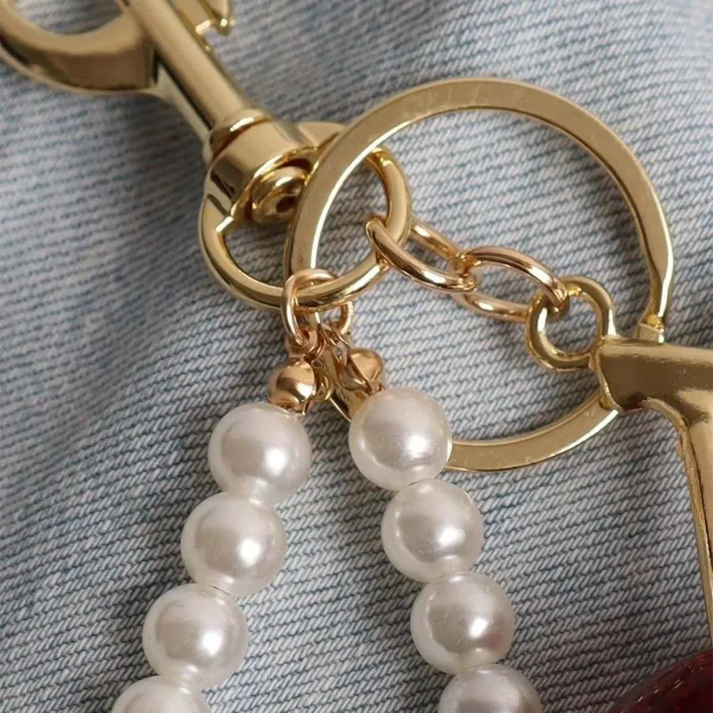 Cute Cherry Keychain with Sparkling Resin Charm