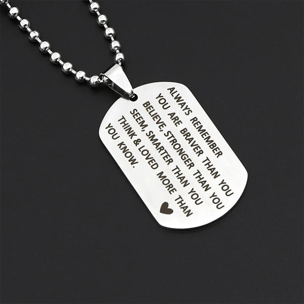 Engraved Inspirational Dog Tag Necklace