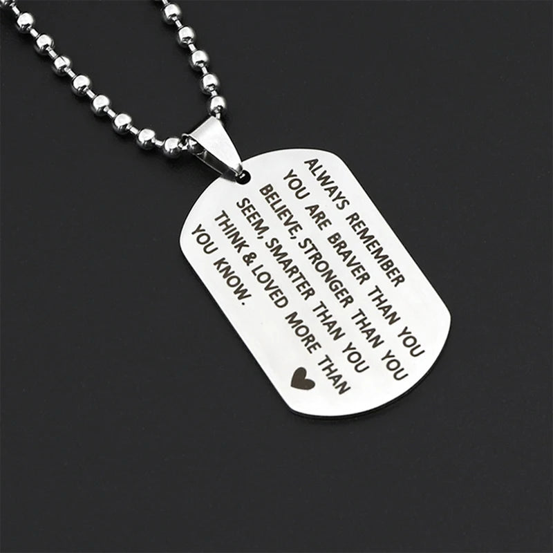 Engraved Inspirational Dog Tag Necklace