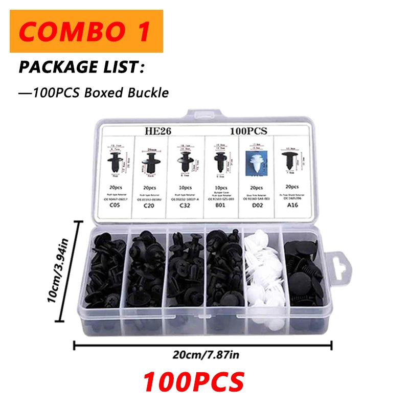 A package of 100 pieces of boxed buckle car trim removal tools for interior panel and dashboard disassembly.