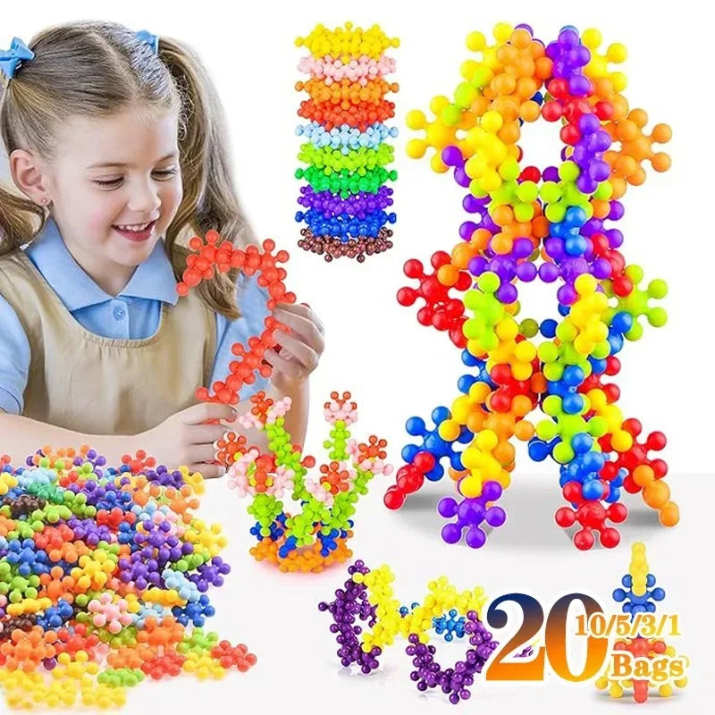 Snowflake Interlocking Building Blocks for Creative Play