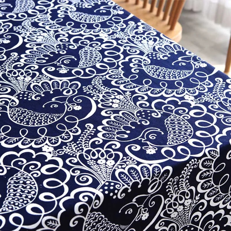 Bohemian Cotton Linen Fabric with Vintage Ethnic Print