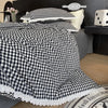 Lace Trim Plaid Duvet Cover Set with Pillowcases