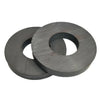 Two industrial-grade ceramic ring magnets with a dark gray finish.