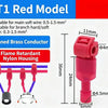 Red T1 Rod model connector featuring a tinned brass conductor and flame retardant nylon housing.
