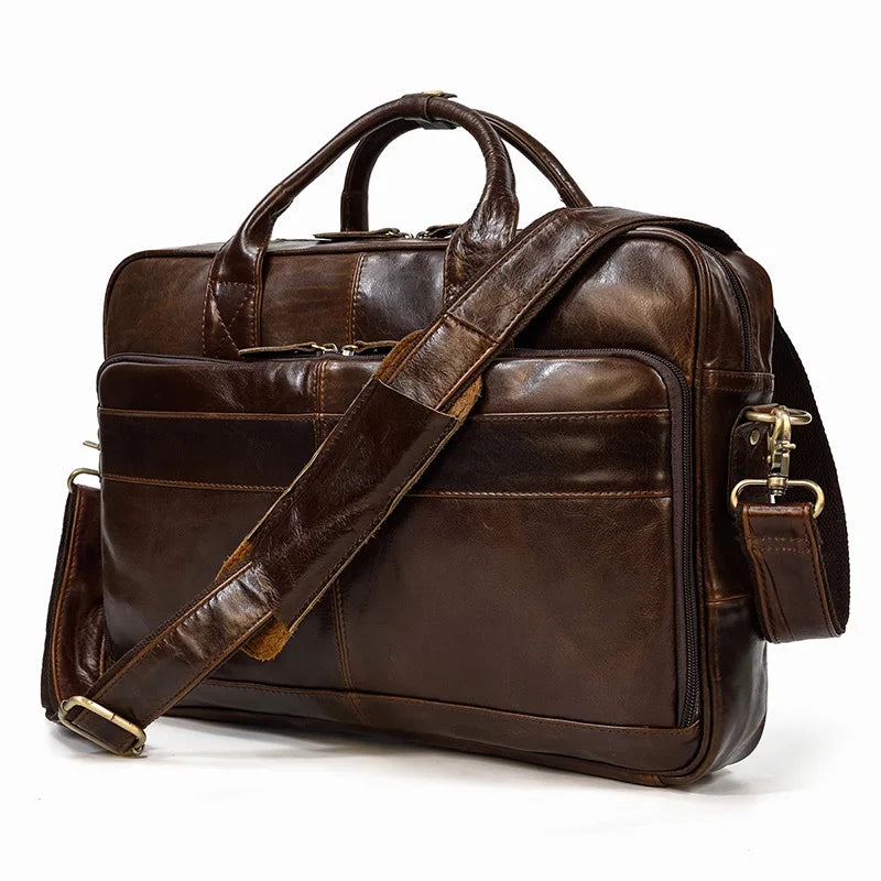 Vintage Genuine Leather Executive Laptop Briefcase