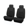 A set of black and gray two-tone car seat covers shown from the side.
