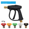Black aluminum short gun with five color nozzles and various tips for high-pressure washing