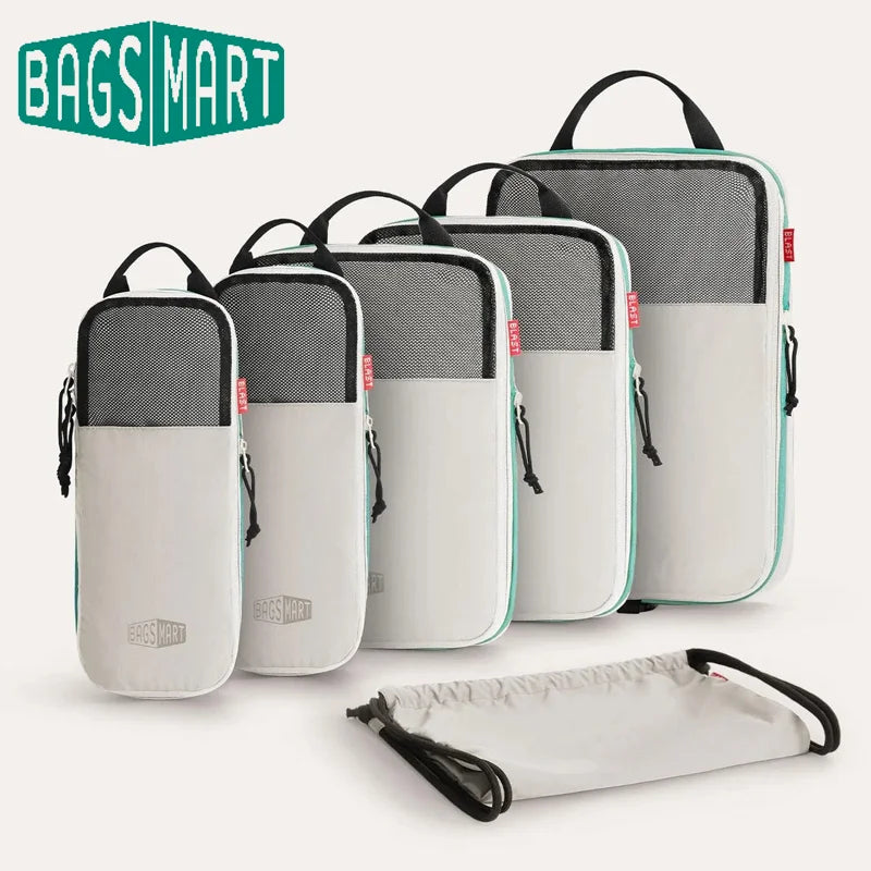 Compression Packing Cubes Set with Expandable Travel Organizers