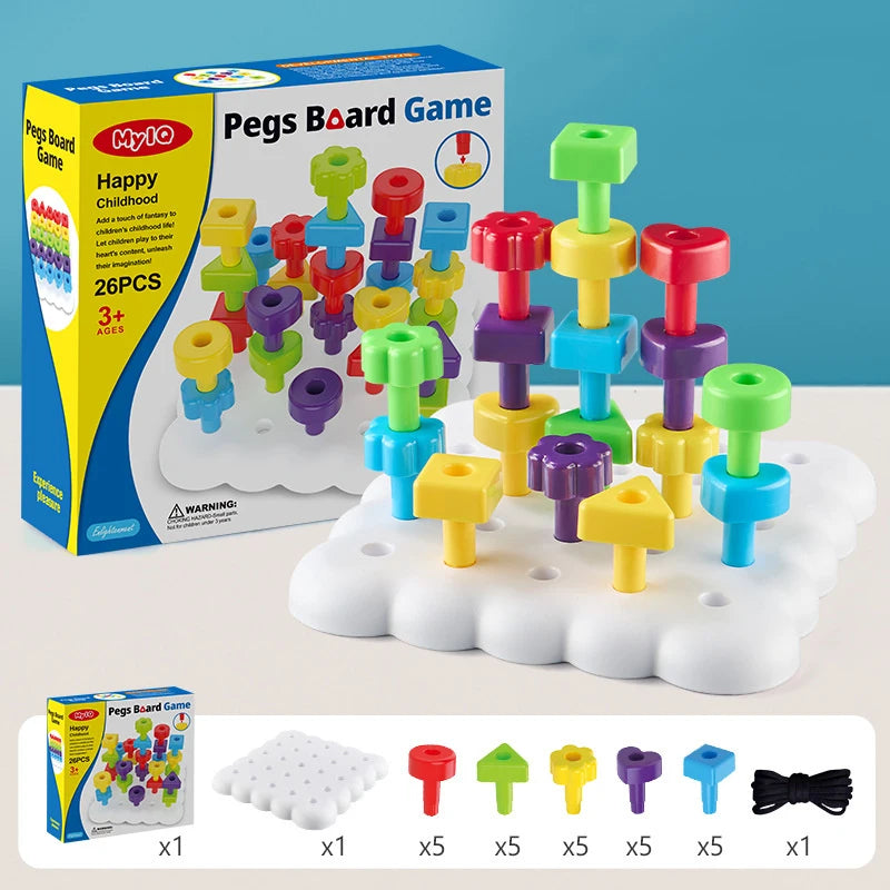 Montessori Wooden Gears Stacking & Threading Game for Kids