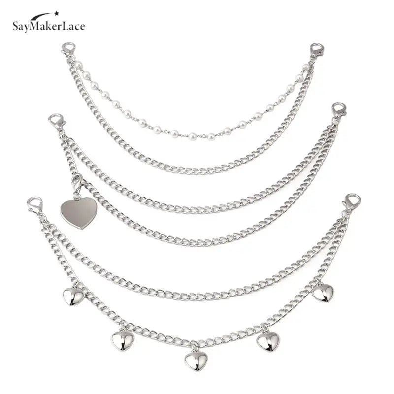 Silver multi-layer chain strap with various pendant charms