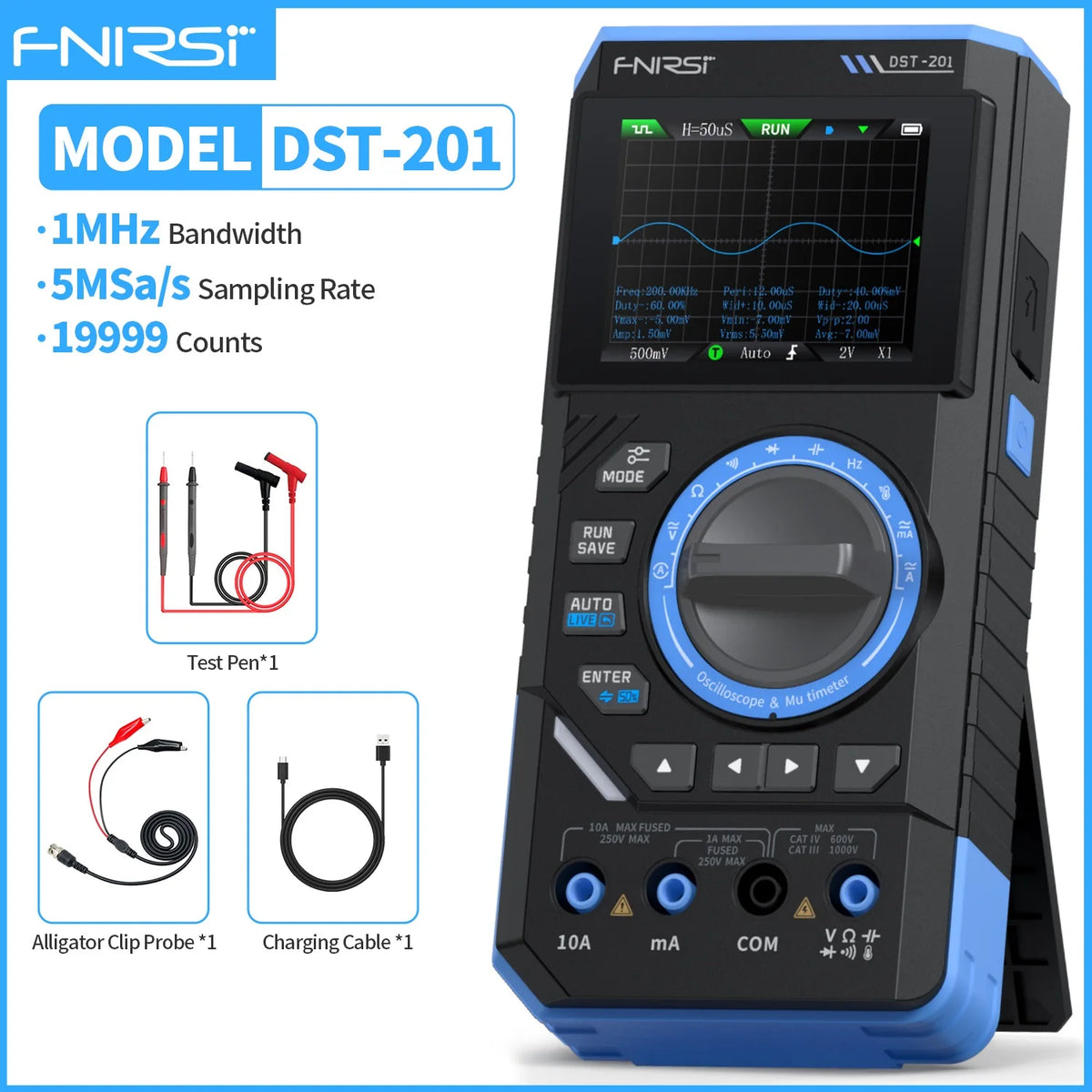 3-in-1 Digital Multimeter, Oscilloscope, and Signal Generator