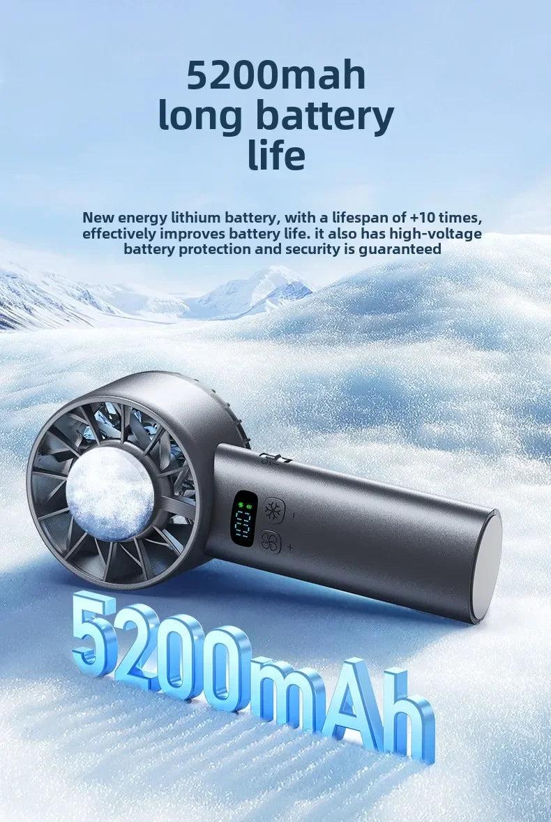 Portable High-Speed Rechargeable Handheld Fan with LED Display
