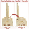 Installation methods showing how to install a handle on a wooden storage crate for baby essentials and toys in the middle or 