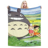 Cozy Grey Totoro-Inspired Fleece Throw Blanket